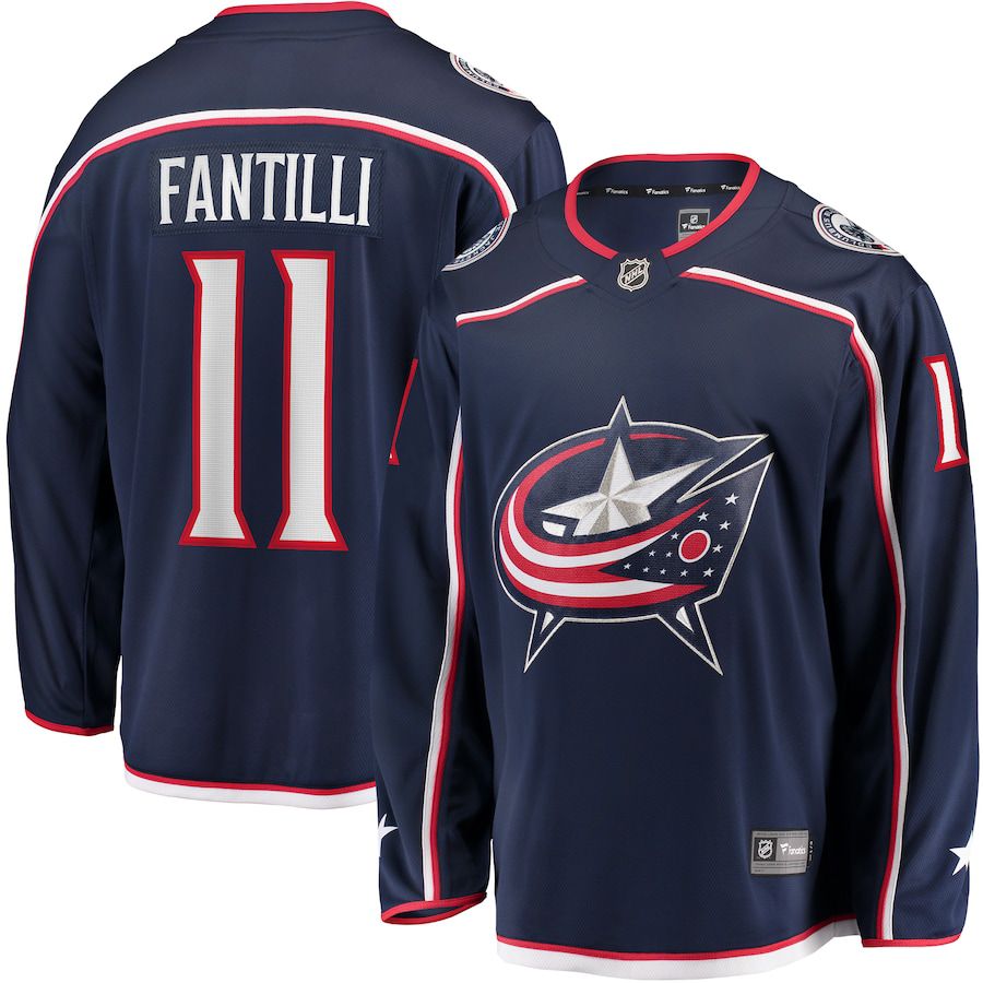 Men Columbus Blue Jackets 11 Adam Fantilli Fanatics Branded Navy Home Breakaway Player NHL Jersey